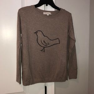 LOFT Tan Sweater with Bird Design